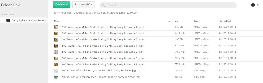 Barry Robinson - 240 Rounds of a Million Styles Boxing Drills ($269.00)