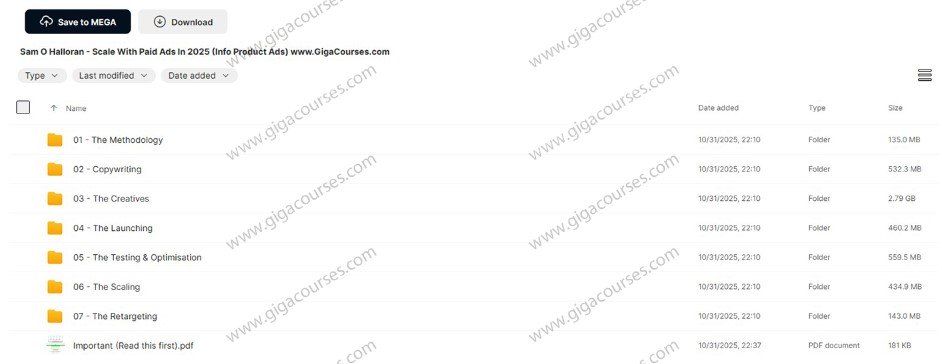 Sam O Halloran - Scale With Paid Ads In 2025 (Info Product Ads)